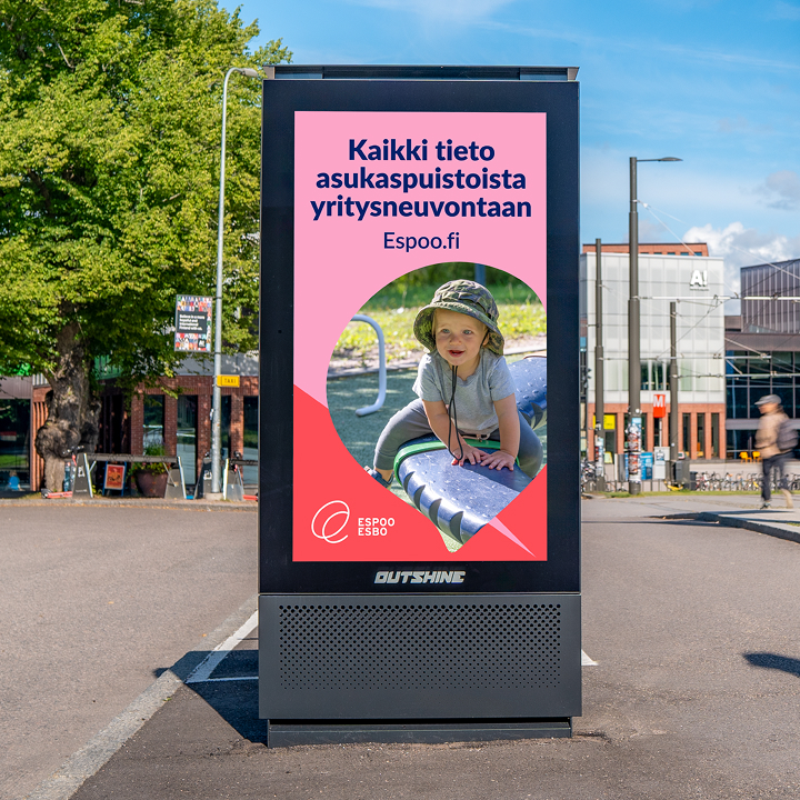 Outshine advertising screen in a property