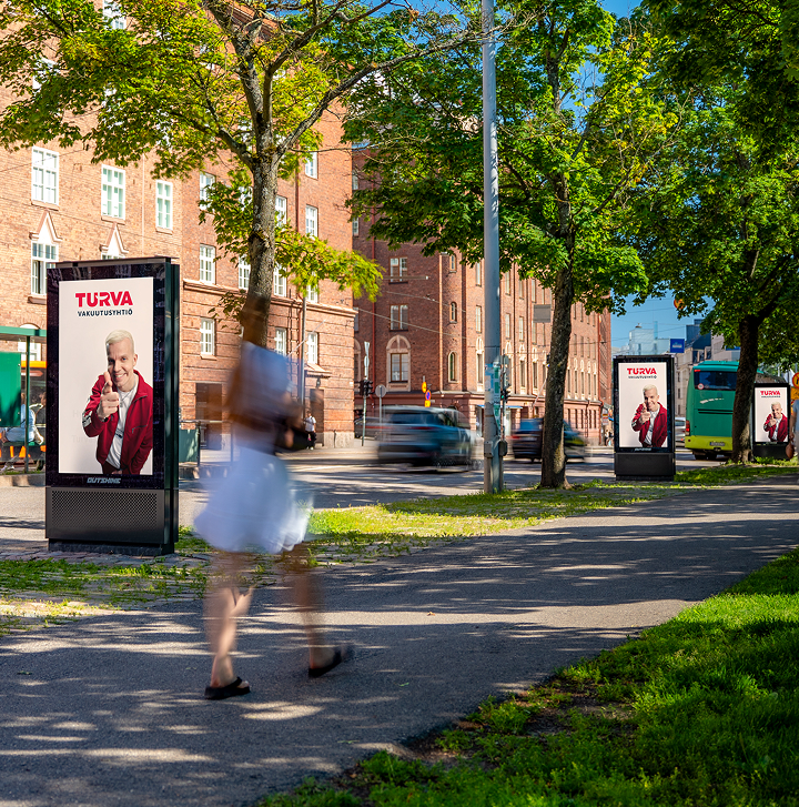 Outshine digital advertising display on a street