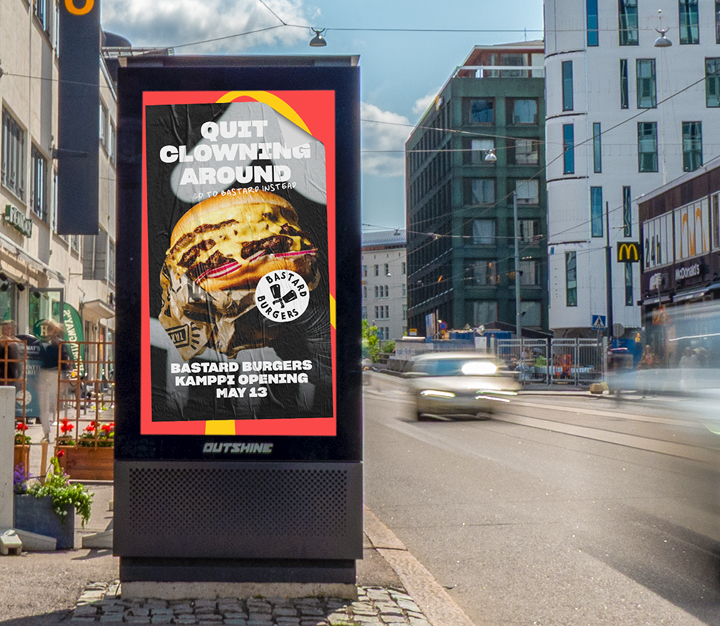 Burger on an advertising display