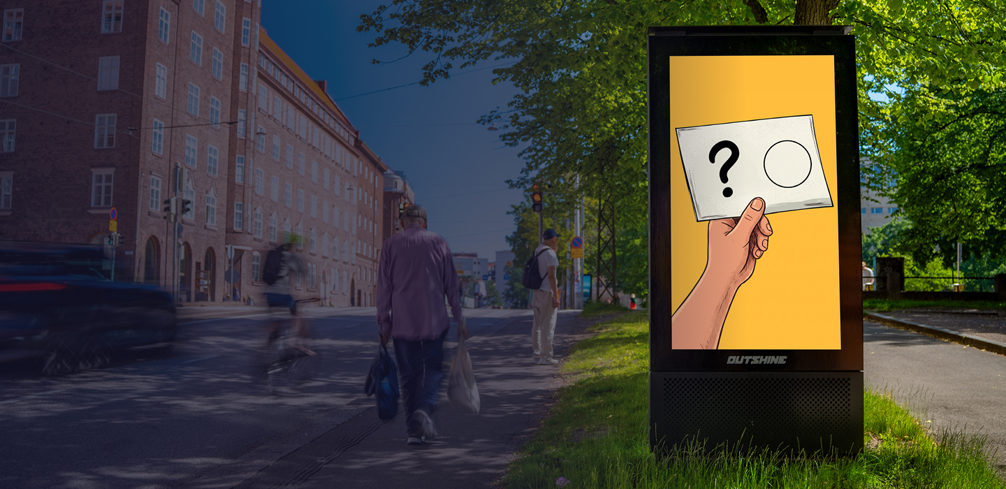 Digitaalinen mainosnäyttö kaupungin kadulla