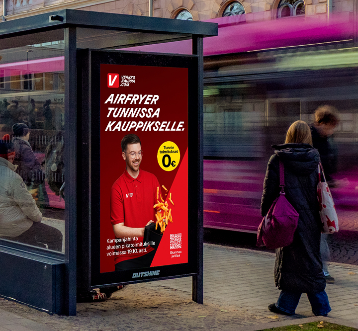 Outshine advertising display in the city