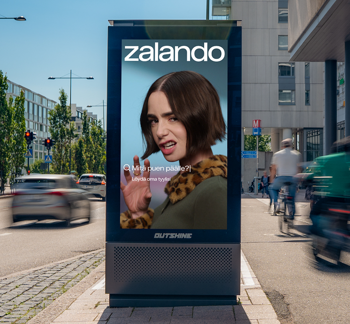 Outshine advertising display in the city